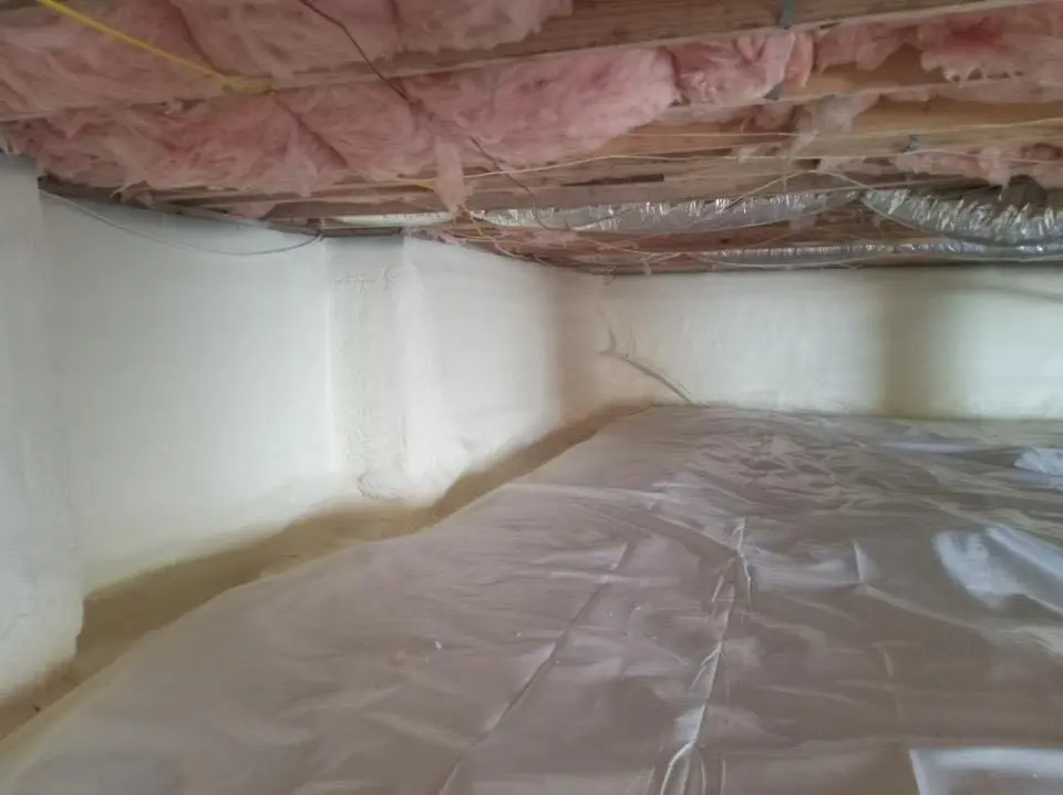 Crawl space encapsulation with closed-cell spray foam for Spray Foam Roofing in East Donegal